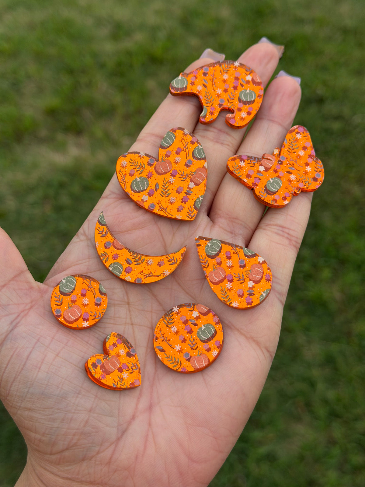 Fall Pumpkins; Orange Mirror Acrylics