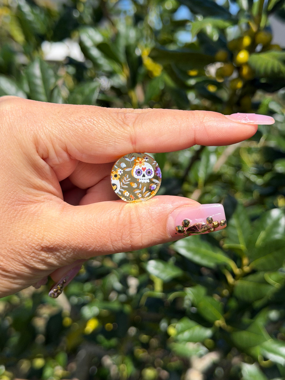 Cute Sugar Skulls; Light Gold Mirror Acrylics