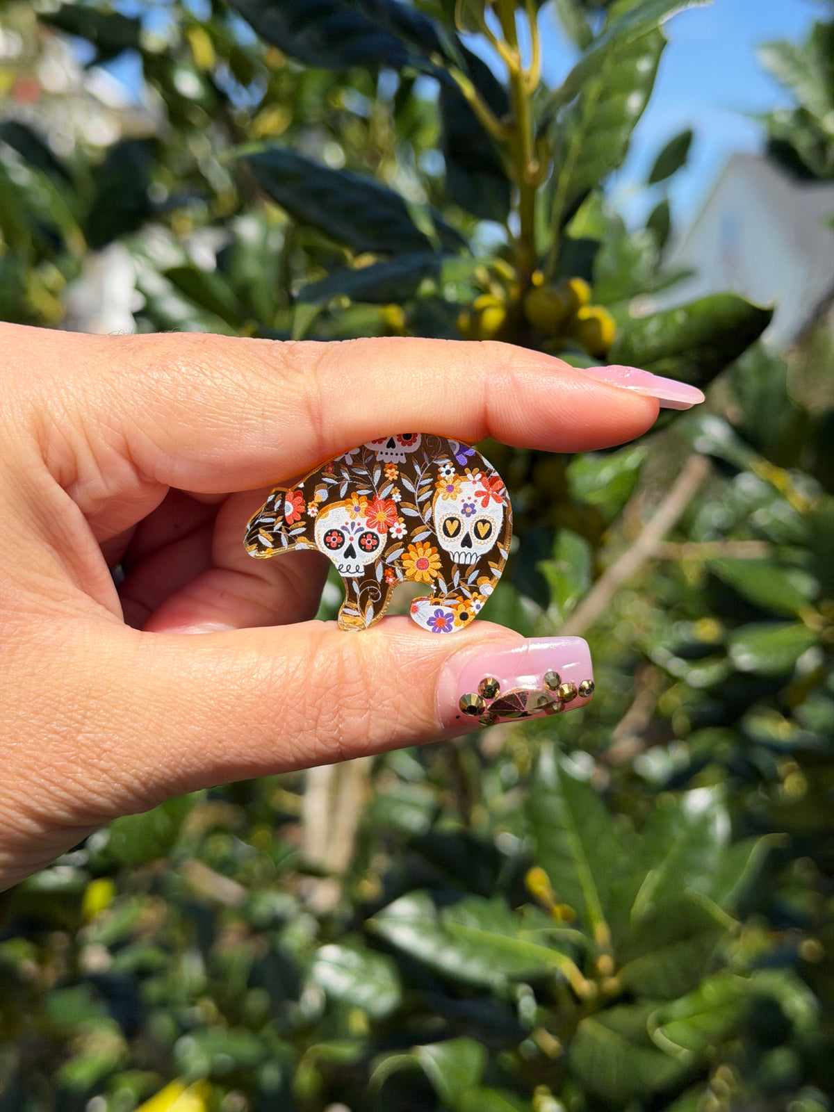 Cute Sugar Skulls; Light Gold Mirror Acrylics