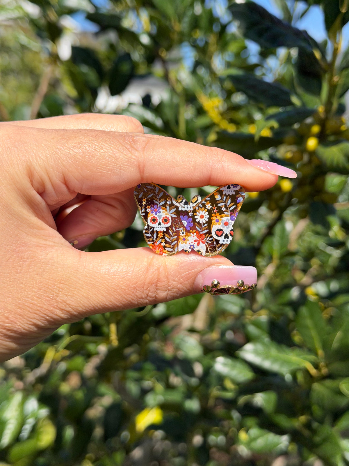 Cute Sugar Skulls; Light Gold Mirror Acrylics