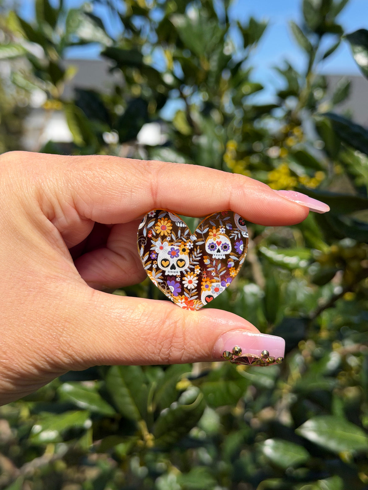 Cute Sugar Skulls; Light Gold Mirror Acrylics