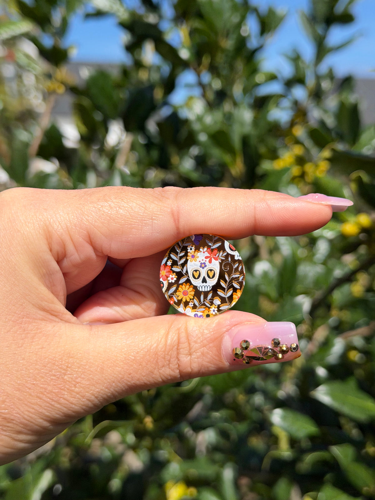Cute Sugar Skulls; Light Gold Mirror Acrylics